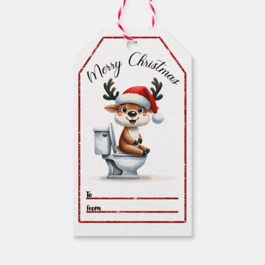 Vrolijk rendier kerst label cadeaulabel (Achterkant)