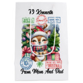 Vrolijk rendier met vakantie cadeaus medium cadeauzakje (Achterkant)