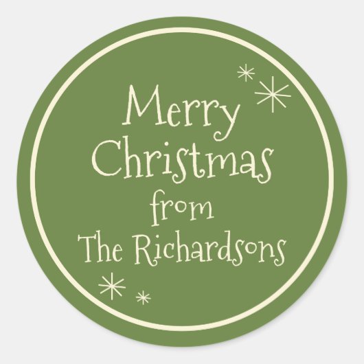 Vrolijk Retro  Minimaal Schattige Kerstgroen Ronde Sticker (Voorkant)