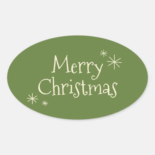 Vrolijk Retro Minimal Midcentury Christmas Ovale Sticker (Voorkant)