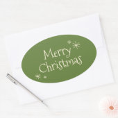 Vrolijk Retro Minimal Midcentury Christmas Ovale Sticker (Envelop)