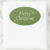 Vrolijk Retro Minimal Midcentury Christmas Ovale Sticker (Tas)