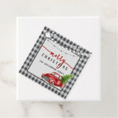 Vrolijk  Rode Vrachtwagen en Boom Kerstcadeau Bedankjes Labels (In situ)