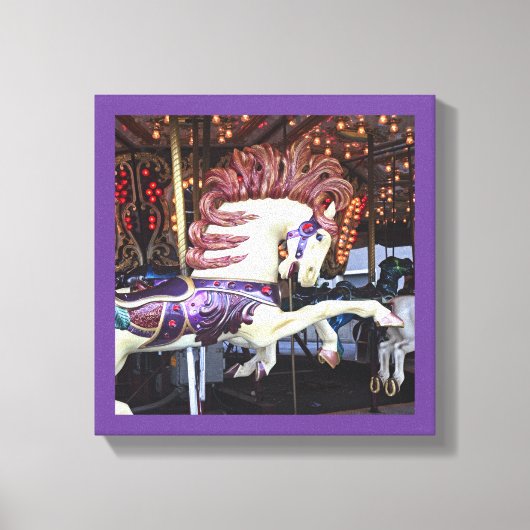 Vrolijk-rond geschilderd paard carrousel serie 12 canvas afdruk (Voorkant)