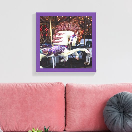 Vrolijk-rond geschilderd paard carrousel serie 12 canvas afdruk (Insitu (Woonkamer))