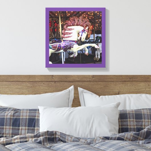 Vrolijk-rond geschilderd paard carrousel serie 12 canvas afdruk (Insitu (Slaapkamer))