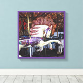 Vrolijk-rond geschilderd paard carrousel serie 12 canvas afdruk (Insitu (Houten vloer))