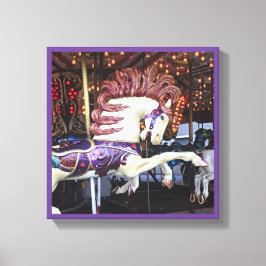 Vrolijk-rond geschilderd paard carrousel serie 12 canvas afdruk