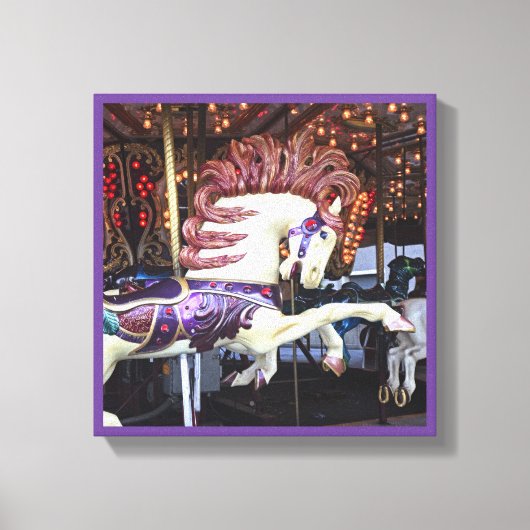 Vrolijk-rond geschilderd paard carrousel serie 12 canvas afdruk (Voorkant)