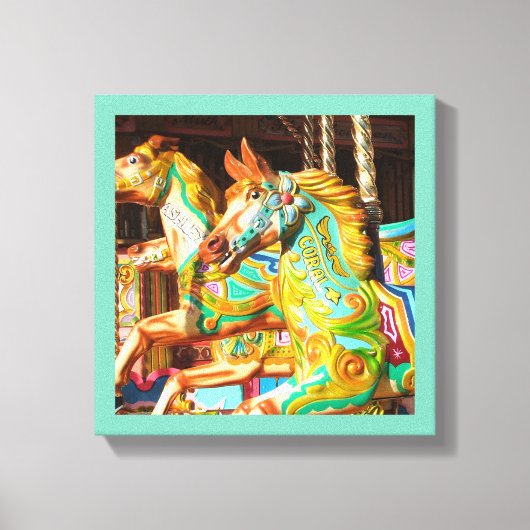 Vrolijk-rond geschilderd paard carrousel serie 34 canvas afdruk (Voorkant)