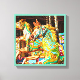 Vrolijk-rond geschilderd paard carrousel serie 34 canvas afdruk