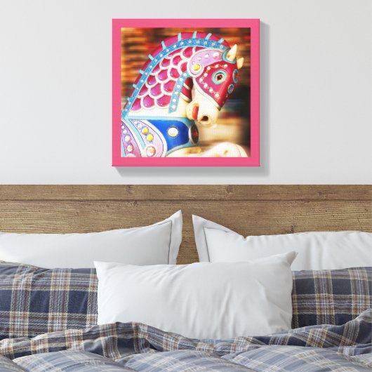 Vrolijk-rond paard 8-serie canvas afdruk (Insitu (Slaapkamer))