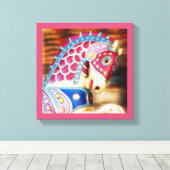 Vrolijk-rond paard 8-serie canvas afdruk (Insitu (Houten vloer))