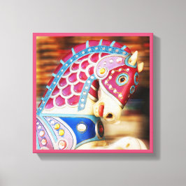 Vrolijk-rond paard 8-serie canvas afdruk