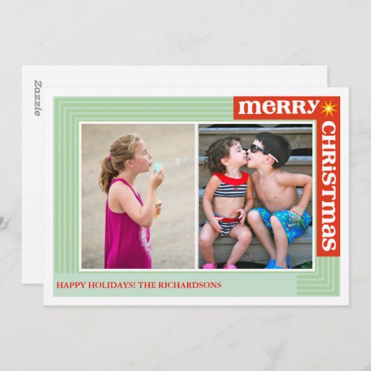 Vrolijk rond x2 feestdagenkaart (Voorkant / Achterkant)