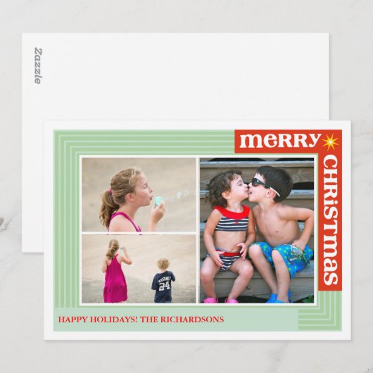 Vrolijk rond x3 feestdagenkaart (Voorkant / Achterkant)