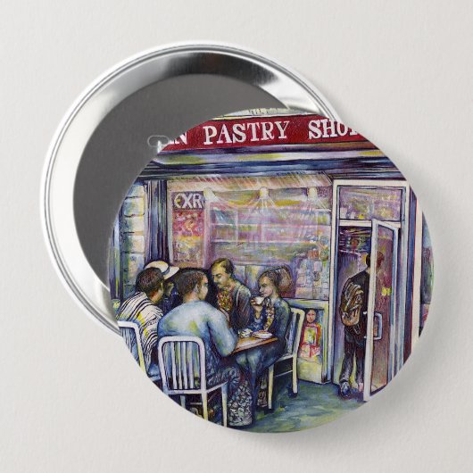 vrolijk ronde button 4,0 cm (Voorkant /achterkant)