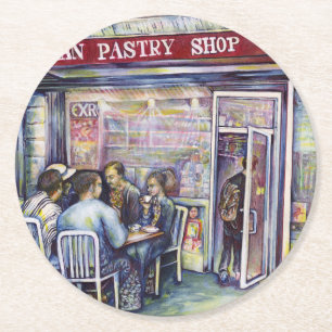 vrolijk ronde kartonnen onderzetter