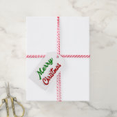 Vrolijk rood Kerstmis en groen manuscript Cadeaulabel (Met Touw)