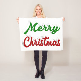 Vrolijk rood Kerstmis en groen manuscript Fleece Deken