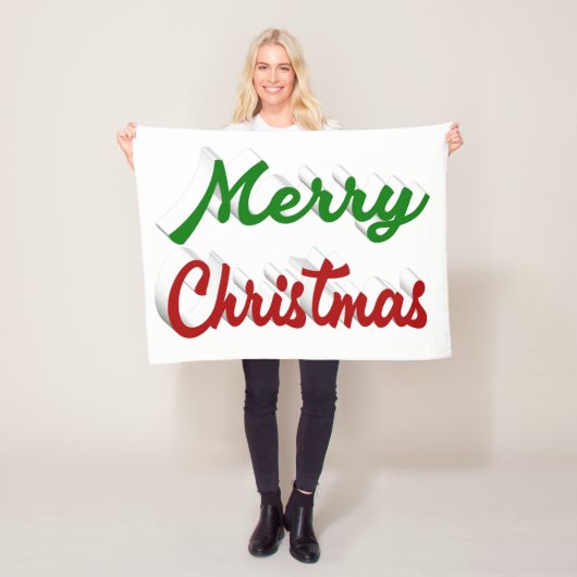 Vrolijk rood Kerstmis en groen manuscript Fleece Deken (In situ)