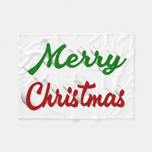 Vrolijk rood Kerstmis en groen manuscript Fleece Deken (Voorkant (Horizontaal))