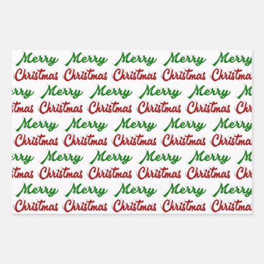 Vrolijk rood Kerstmis en groen manuscript Inpakpapier Vel (Voorkant 2)