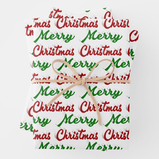 Vrolijk rood Kerstmis en groen manuscript Inpakpapier Vel (In situ)