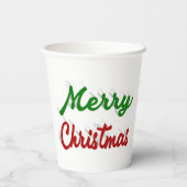 Vrolijk rood Kerstmis en groen manuscript Papieren Bekers (Achterkant)
