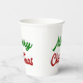 Vrolijk rood Kerstmis en groen manuscript Papieren Bekers (Rechts)