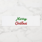 Vrolijk rood Kerstmis en groen manuscript Waterfles Etiket (Enkel label)