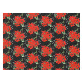 Vrolijk rood Kerstmis Poinsettia Vakantie Zwart Tafelkleed (Voorkant (Horizontaal))