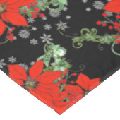 Vrolijk rood Kerstmis Poinsettia Vakantie Zwart Tafelkleed (Gekanteld)