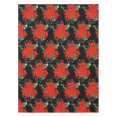 Vrolijk rood Kerstmis Poinsettia Vakantie Zwart Tafelkleed (Voorkant)