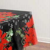 Vrolijk rood Kerstmis Poinsettia Vakantie Zwart Tafelkleed (Voorbeeld)