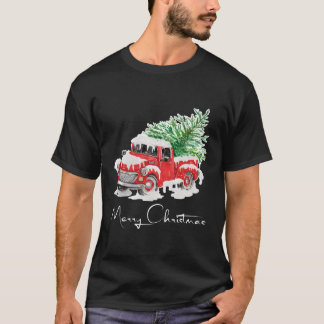 Vrolijk rood vrachtwagen met boom t-shirt