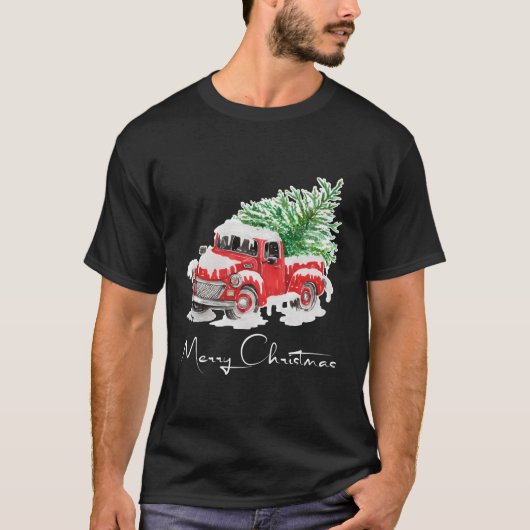 Vrolijk rood vrachtwagen met boom t-shirt (Voorkant)