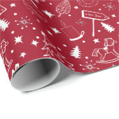 Vrolijk rood & wit kerst inpakpapier (Rol Hoek)