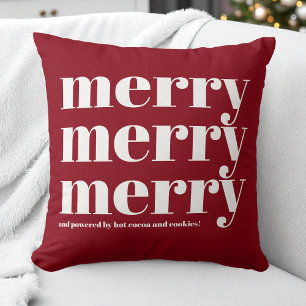 Vrolijk Rood Wit Typografie Leuke Kerst Kussen