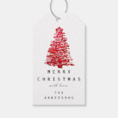 Vrolijk rood zwart-wit van de feestdag cadeaulabel (Voorkant)