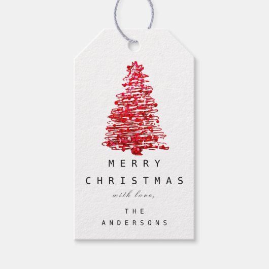 Vrolijk rood zwart-wit van de feestdag cadeaulabel (Voorkant)