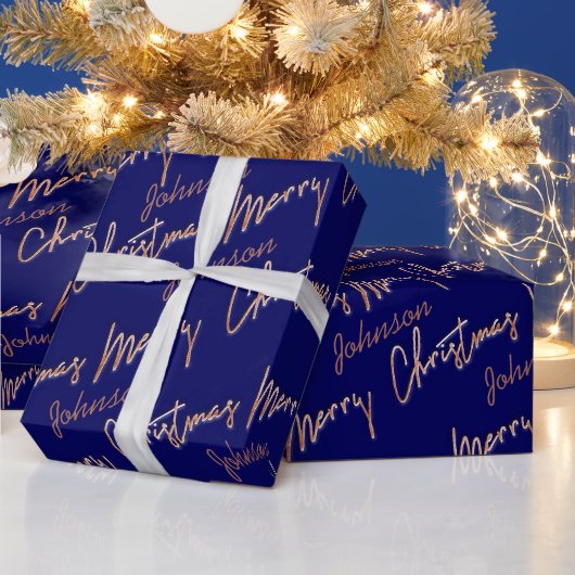 Vrolijk Roos Gold Script van naam van marine Cadeaupapier (Feestdagen)