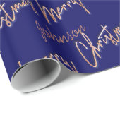 Vrolijk Roos Gold Script van naam van marine Cadeaupapier (Rol Hoek)