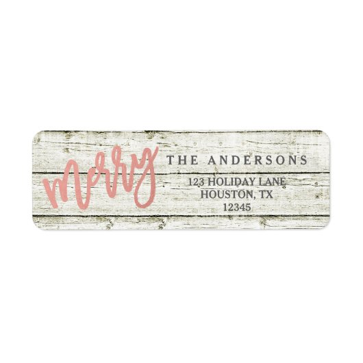 Vrolijk Roos Goud Rustiek Glam Hout Vakantie Label (Voorkant)