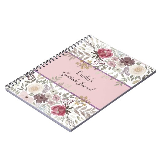 Vrolijk roze bloemengebed, lof en dankbaarheid notitieboek (Linkerzijde)