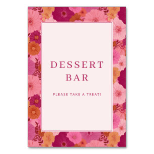 Vrolijk Roze Bloemig Dessert Bar Bord Kaart