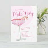 Vrolijk roze champagne feestelijke uitnodiging (Staand voorkant)