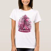 Vrolijk roze kerstart nouveau grillige boom t-shirt (Voorkant)