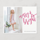 Vrolijk roze kerstfotokaart (Voorkant)