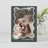 Vrolijk Roze Kerstman retro Foto Feestdagenkaart (Staand voorkant)